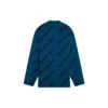 Uldstrikket sweater med rund hals og logo overalt “Petrol Blue” 657400T15672470