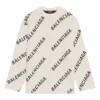 Uldstrikket sweater med rund hals og logo overalt “White” 657401T32009054