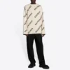 Uldstrikket sweater med rund hals og logo overalt “White” 657401T32009054
