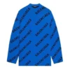 Ullstrikket sweater med rund hals og logo overalt “Blue” 657400T15673964