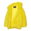 Unisex FW21 jakke i imiteret pels, gul, 663000TKQ077200