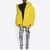 Unisex FW21 jakke i imiteret pels, gul, 663000TKQ077200