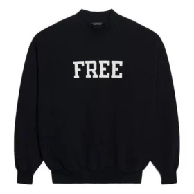 Unisex FW21 sweatshirt med rund hals og gratis print, sort 652981TKVD41070