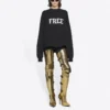 Unisex FW21 sweatshirt med rund hals og gratis print, sort 652981TKVD41070