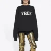 Unisex FW21 sweatshirt med rund hals og gratis print, sort 652981TKVD41070