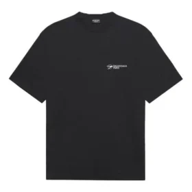 Unisex SS21 med firmatryk, rund hals, korte ærmer, sort 612966TKV861070