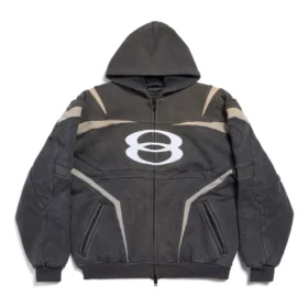 Unity Sports Icon Biker-hettetrøje med lynlås, oversized “Black White” 790359TQVM21070
