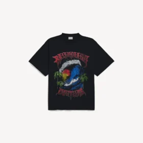 Vintage surfer-T-shirt i oversize til mænd i sort