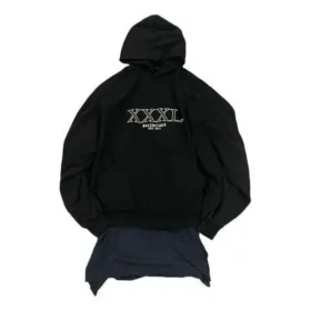 XXXL T-shirt med lapper og hætte, oversized “Black” 720406TNVD91070